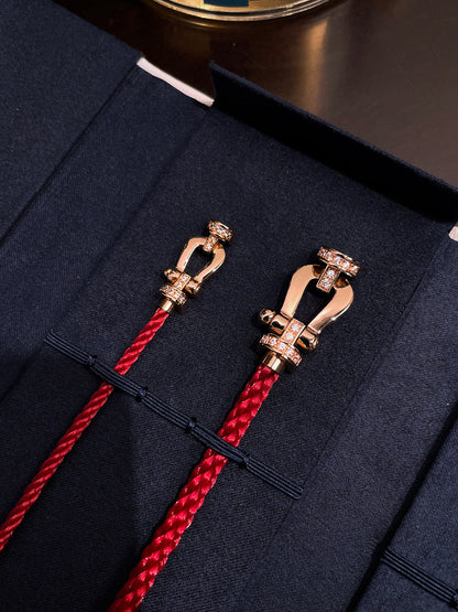 [Polaidi Jewelry]FORCE 10 HALF DIAMOND PINK GOLD RED CORDERI LARGE AND MEDIUM MODEL