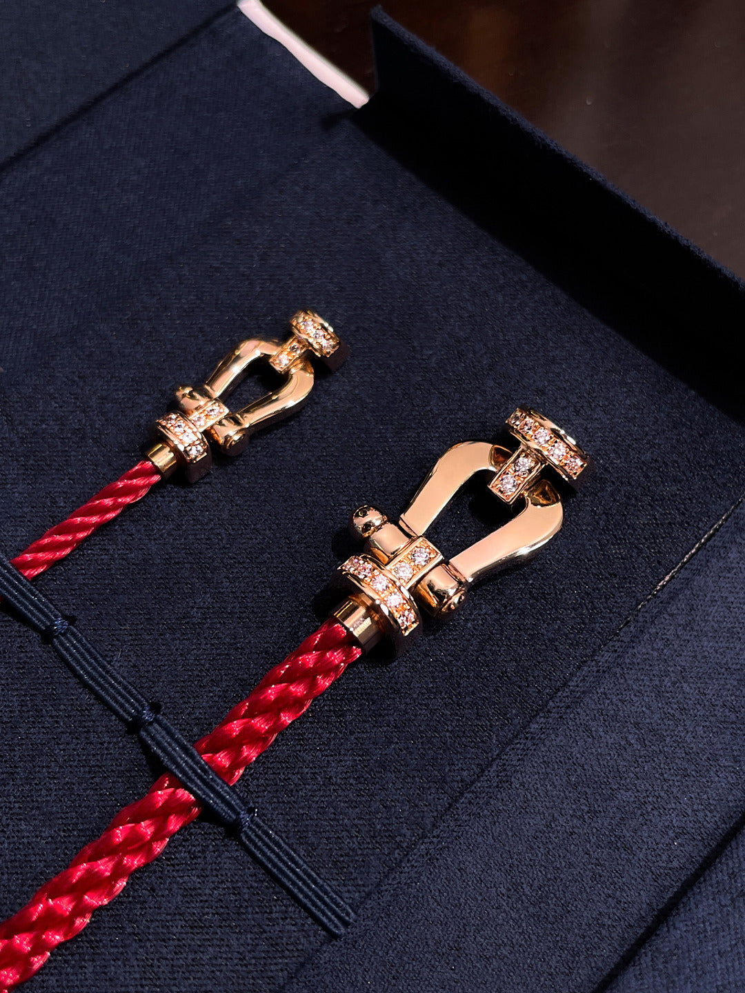 [Polaidi Jewelry]FORCE 10 HALF DIAMOND PINK GOLD RED CORDERI LARGE AND MEDIUM MODEL