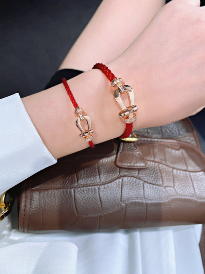 [Polaidi Jewelry]FORCE 10 HALF DIAMOND PINK GOLD RED CORDERI LARGE AND MEDIUM MODEL