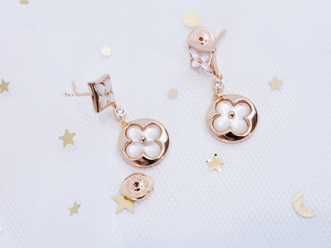 [Polaidi Jewelry]STAR AND SUN PINK GOLD MOP DROP EARRINGS