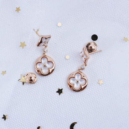 [Polaidi Jewelry]STAR AND SUN PINK GOLD MOP DROP EARRINGS