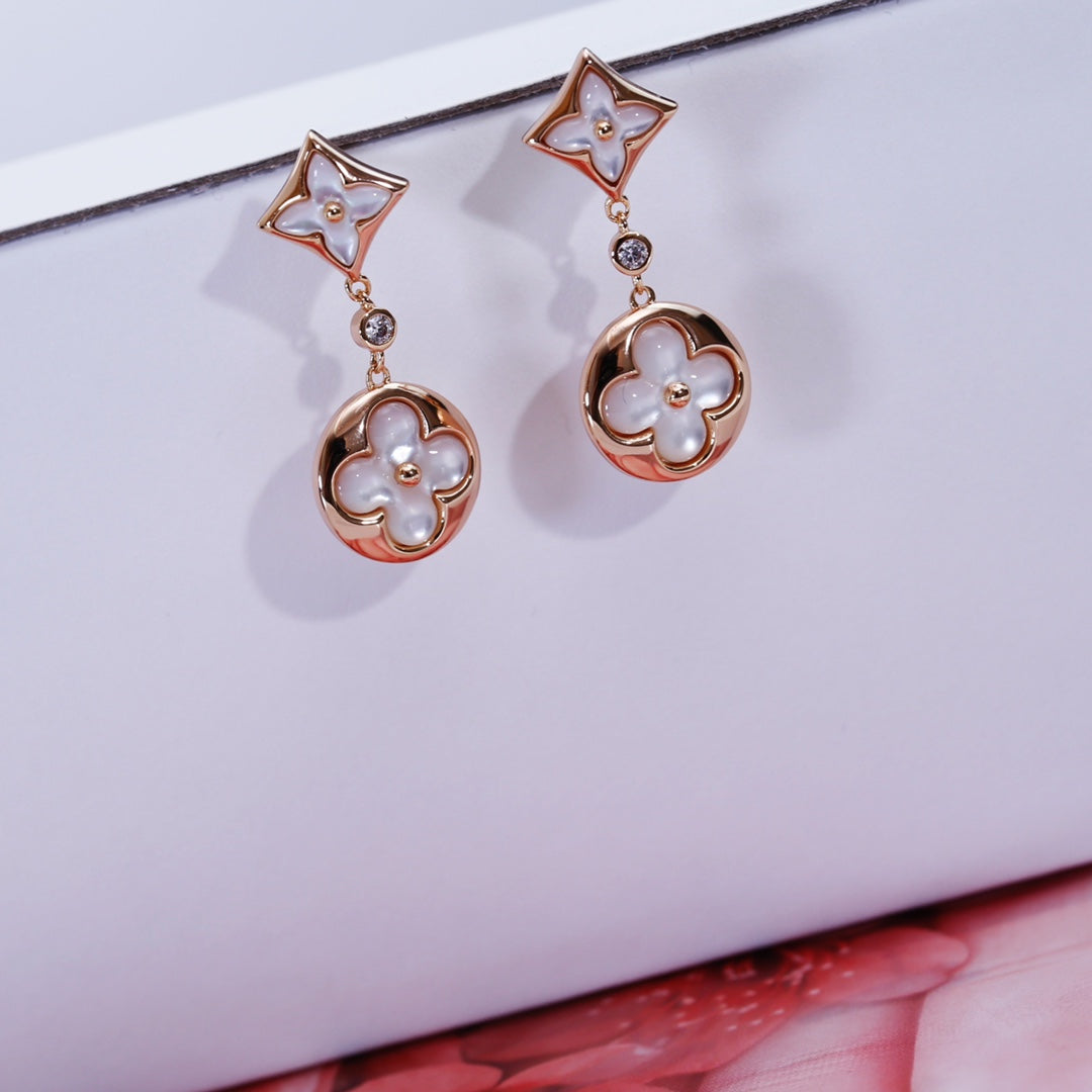 [：Polaidi Jewelry]STAR AND SUN PINK GOLD MOP DROP EARRINGS