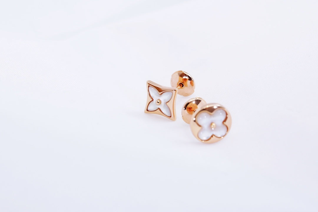 [Polaidi Jewelry]STAR AND SUN PINK GOLD MOP STUD EARRINGS