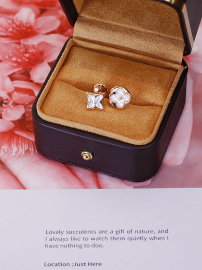 [：Polaidi Jewelry]STAR AND SUN PINK GOLD MOP STUD EARRINGS