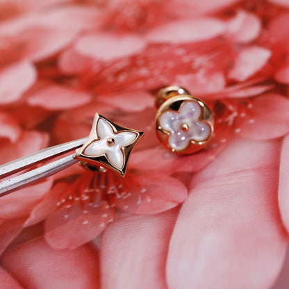 [：Polaidi Jewelry]STAR AND SUN PINK GOLD MOP STUD EARRINGS