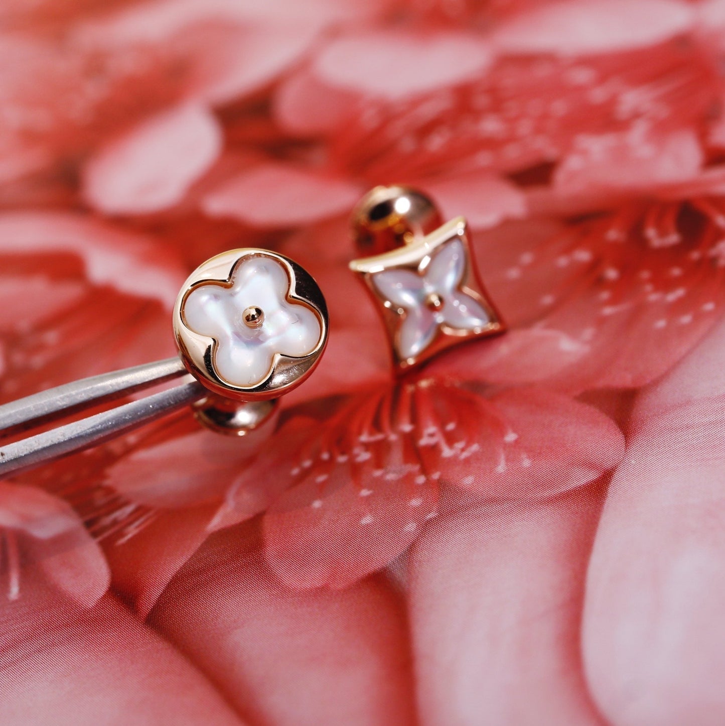 [Polaidi Jewelry]STAR AND SUN PINK GOLD MOP STUD EARRINGS