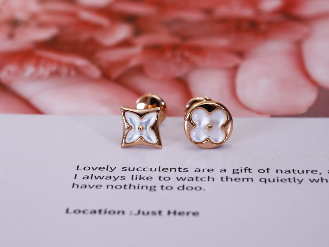 [：Polaidi Jewelry]STAR AND SUN PINK GOLD MOP STUD EARRINGS