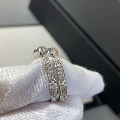 [Polaidi Jewelry]LOVE DIAMOND SILVER HOOP EARRINGS