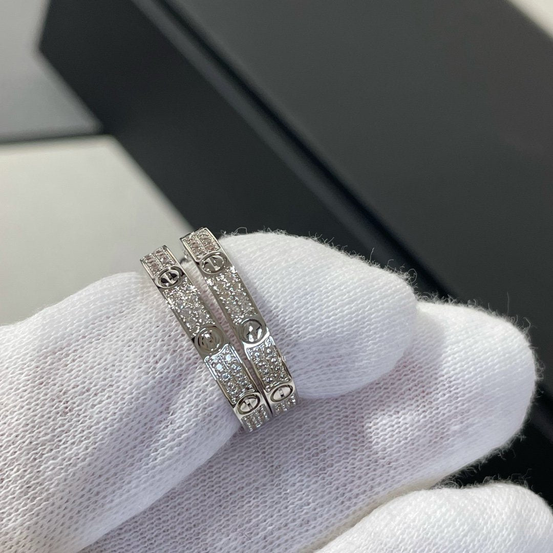 [：Polaidi Jewelry]LOVE DIAMOND SILVER HOOP EARRINGS