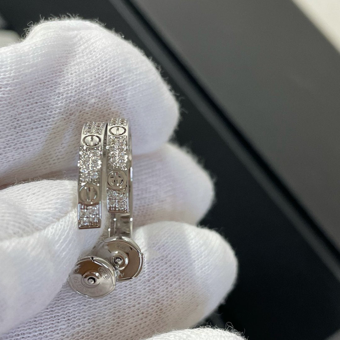 [：Polaidi Jewelry]LOVE DIAMOND SILVER HOOP EARRINGS