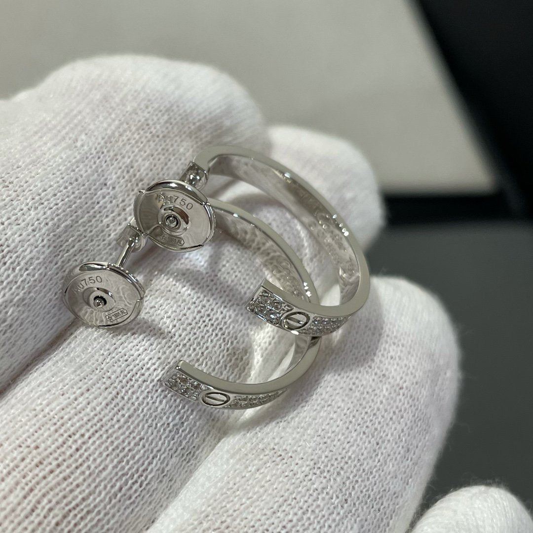[：Polaidi Jewelry]LOVE DIAMOND SILVER HOOP EARRINGS