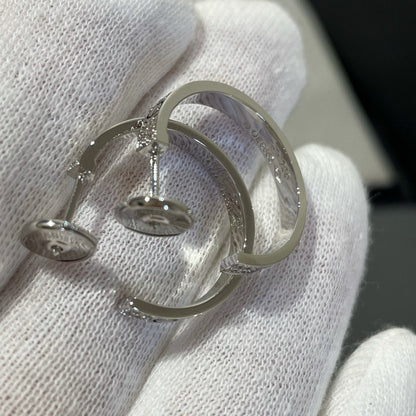 [Polaidi Jewelry]LOVE DIAMOND SILVER HOOP EARRINGS