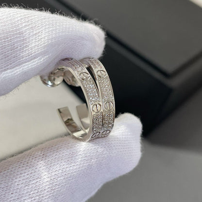 [Polaidi Jewelry]LOVE DIAMOND SILVER HOOP EARRINGS