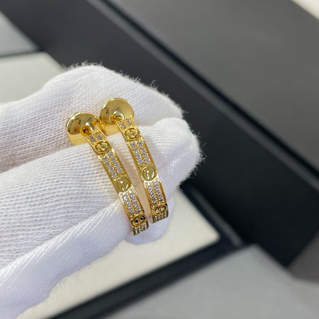 [Polaidi Jewelry]LOVE DIAMOND GOLD HOOP EARRINGS