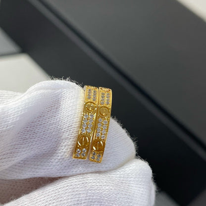 [Polaidi Jewelry]LOVE DIAMOND GOLD HOOP EARRINGS
