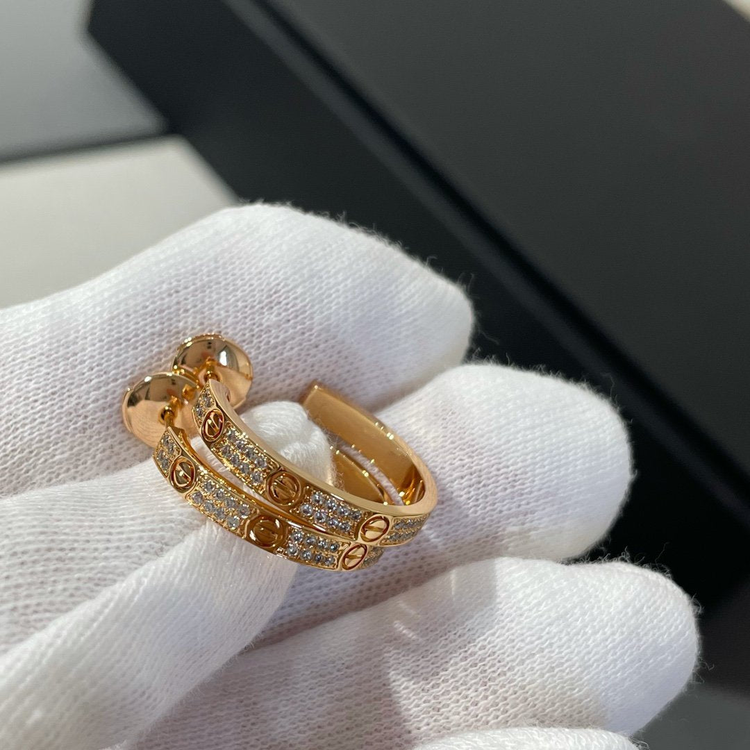 [：Polaidi Jewelry]LOVE DIAMOND PINK GOLD HOOP EARRINGS