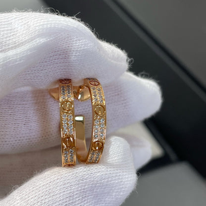 [Polaidi Jewelry]LOVE DIAMOND PINK GOLD HOOP EARRINGS