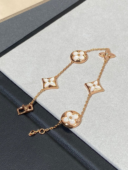 [：Polaidi Jewelry]STAR AND SUN 5 MOTIF MOP PINK GOLD BRACELET