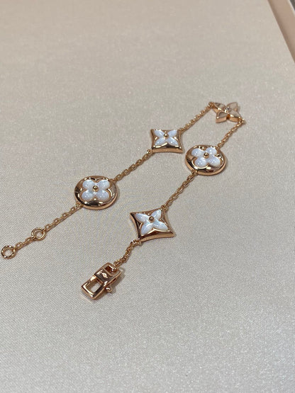 [Polaidi Jewelry]STAR AND SUN 5 MOTIF MOP PINK GOLD BRACELET