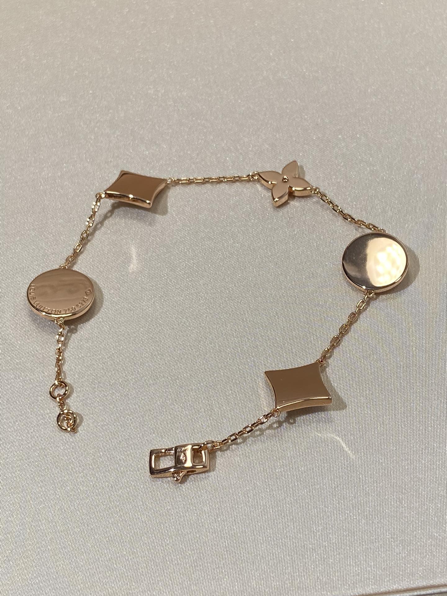 [：Polaidi Jewelry]STAR AND SUN 5 MOTIF MOP PINK GOLD BRACELET