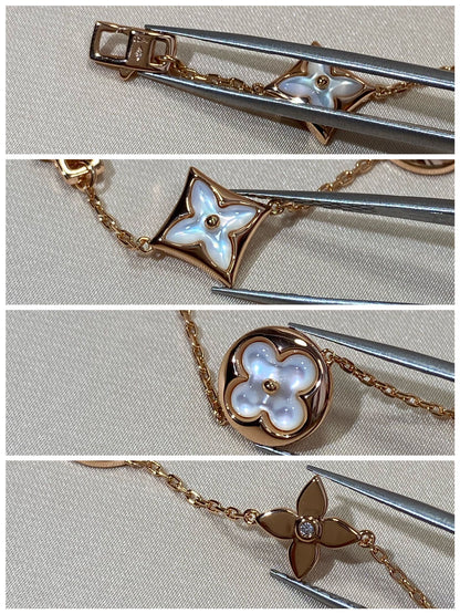 [：Polaidi Jewelry]STAR AND SUN 5 MOTIF MOP PINK GOLD BRACELET
