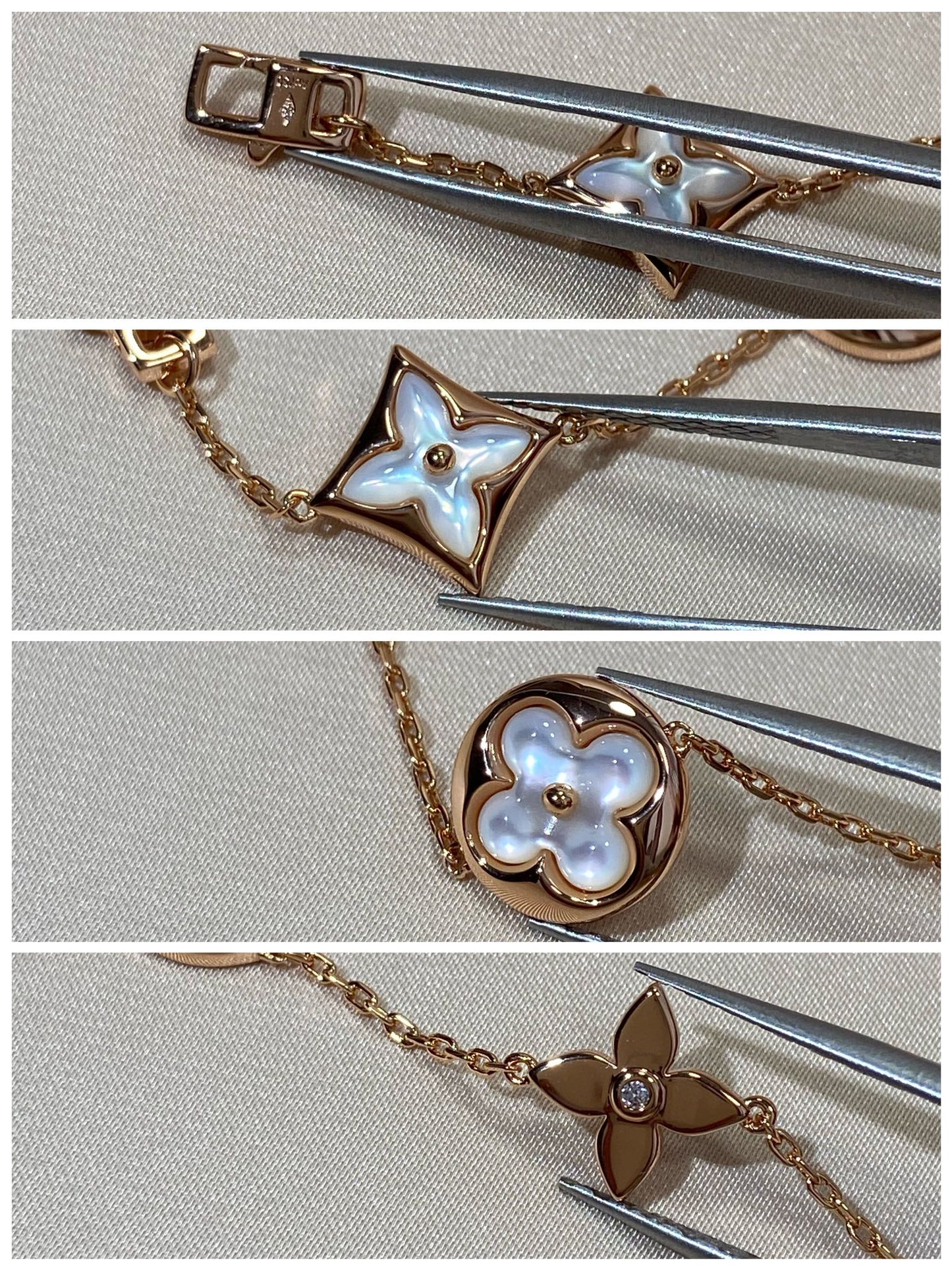 [Polaidi Jewelry]STAR AND SUN 5 MOTIF MOP PINK GOLD BRACELET