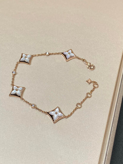 [：Polaidi Jewelry]STAR 4 MOTIF MOP DIAMOND PINK GOLD BRACELET