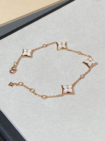 [：Polaidi Jewelry]STAR 4 MOTIF MOP DIAMOND PINK GOLD BRACELET