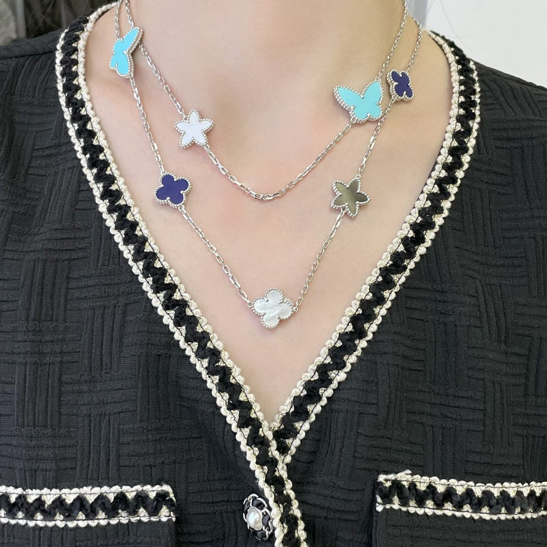 [：Polaidi Jewelry]LUCKY CLOVER SILVER 11 MOTIF NECKLACE