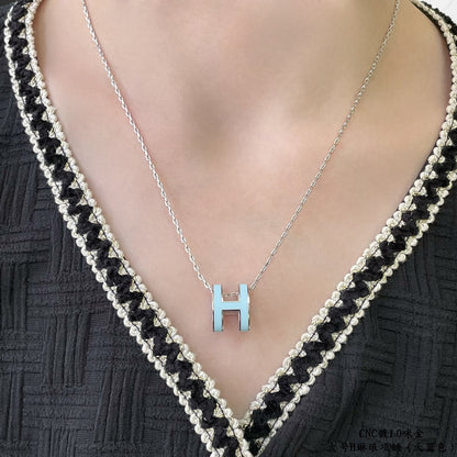 [：Polaidi Jewelry]POP H スカイブルーネックレス