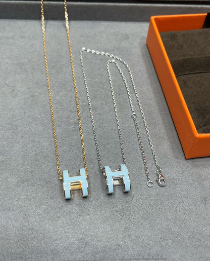 [：Polaidi Jewelry]POP H スカイブルーネックレス