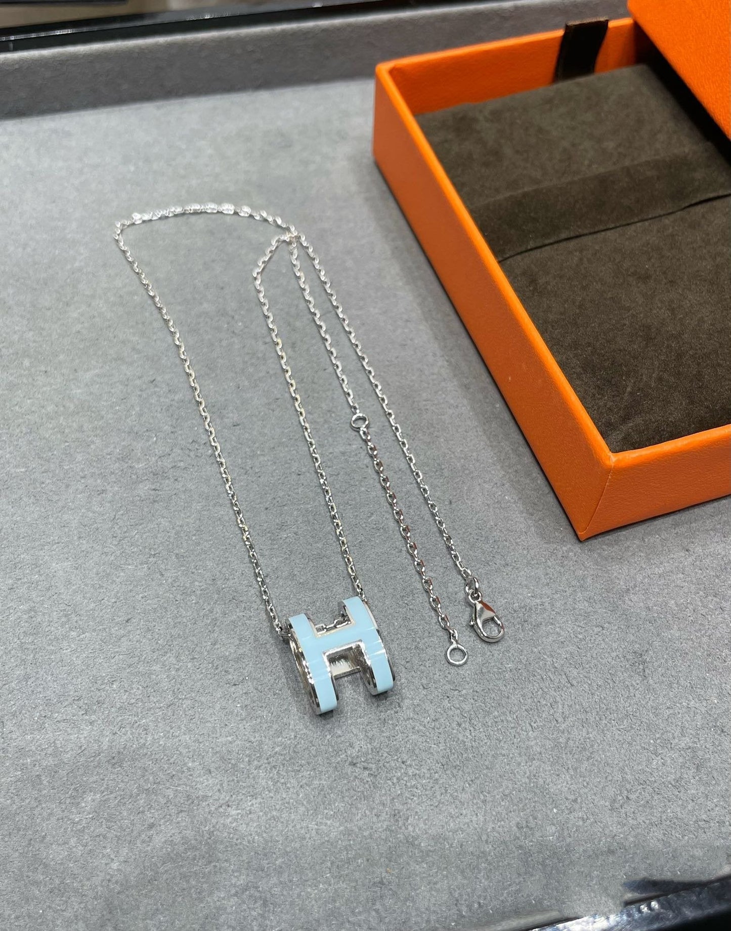[：Polaidi Jewelry]POP H スカイブルーネックレス
