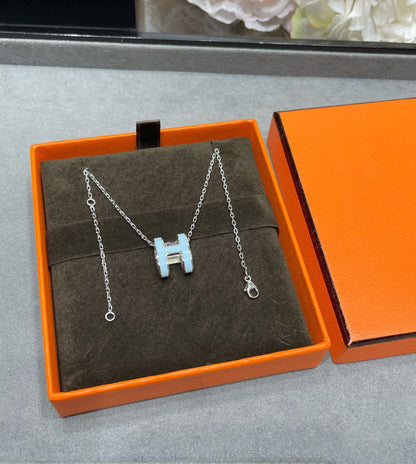 [：Polaidi Jewelry]POP H スカイブルーネックレス