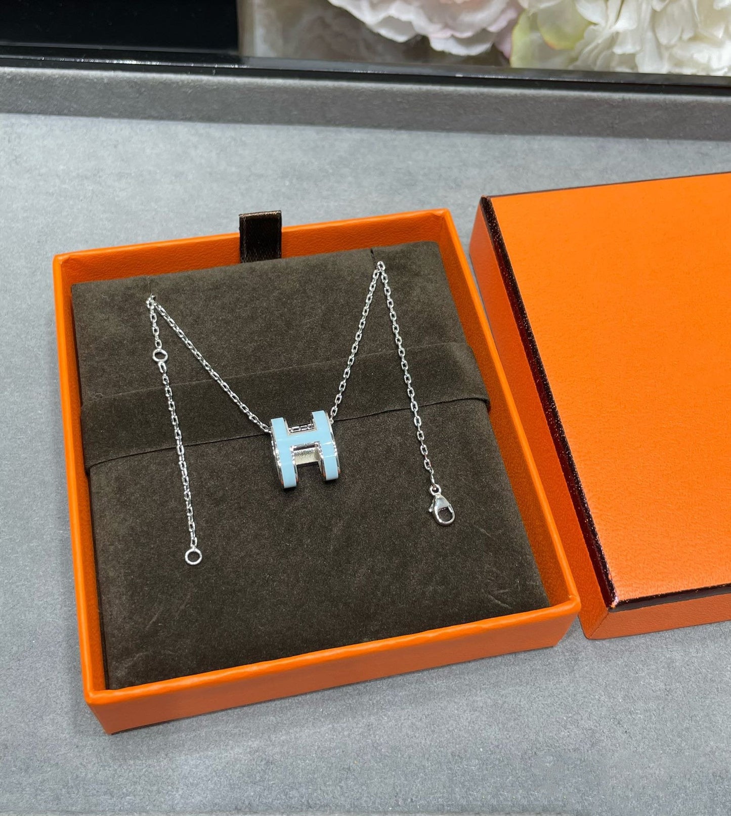 [Polaidi Jewelry]POP H SKY BLUE NECKLACE