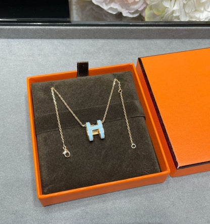 [：Polaidi Jewelry]POP H スカイブルーネックレス
