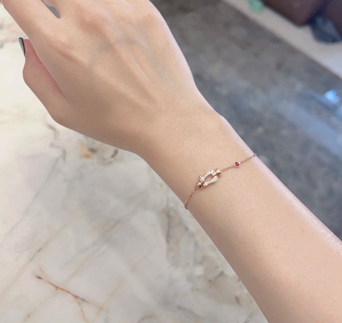 [：Polaidi Jewelry]FORCE 10 DIAMOND CHAIN LINK PINK GOLD BRACELET