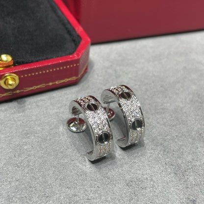 [Polaidi Jewelry]LOVE CERAMIC DIAMOND PAVED SILVER EARRINGS