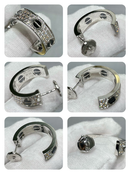 [：Polaidi Jewelry]LOVE CERAMIC DIAMOND PAVED SILVER EARRINGS
