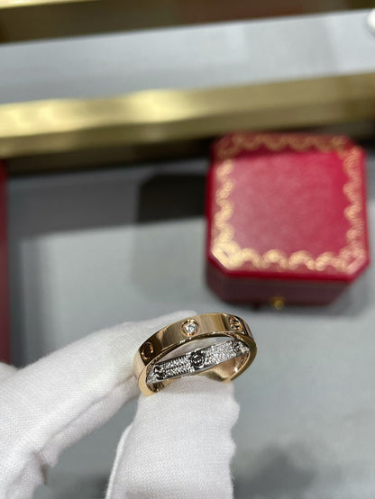 [Polaidi Jewelry]LOVE PINK GOLD SILVER DIAMOND DOUBLE RING