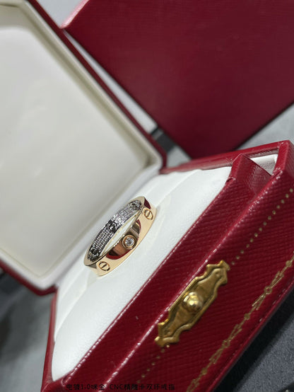 [：Polaidi Jewelry]LOVE PINK GOLD SILVER DIAMOND DOUBLE RING