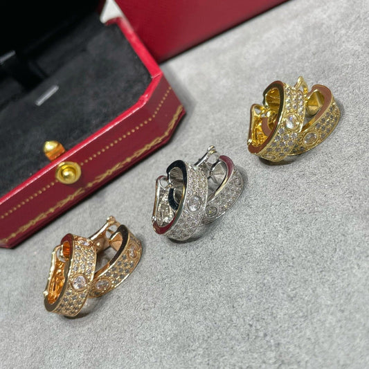 [Polaidi Jewelry]LOVE 5.5MM DIAMOND PAVED EARRINGS