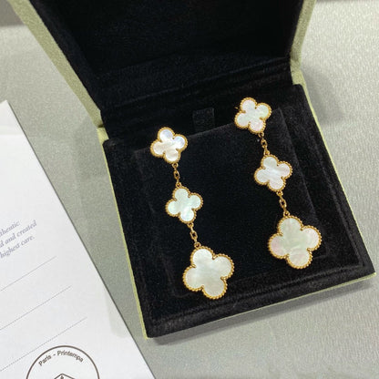 [：Polaidi Jewelry]CLOVER MOP 3 MOTIFS GOLD EARRINGS