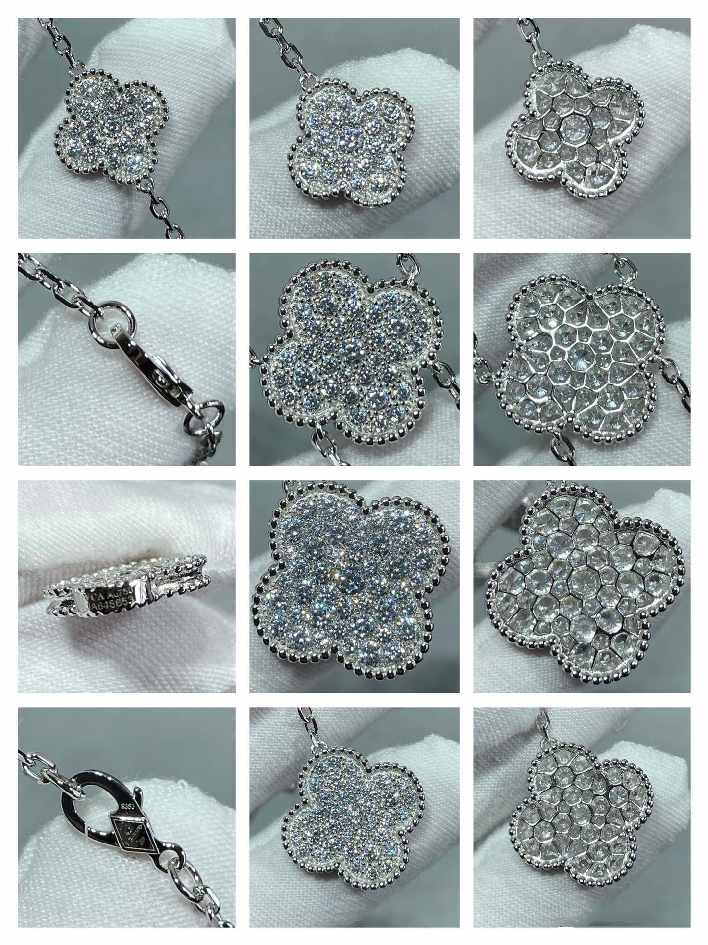 [：Polaidi Jewelry]CLOVER 6 MOTIF DIAMOND PAVED NECKLACE