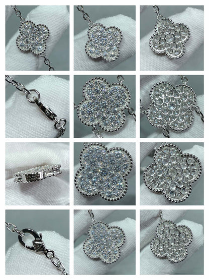 [：Polaidi Jewelry]CLOVER 6 MOTIF DIAMOND PAVED NECKLACE