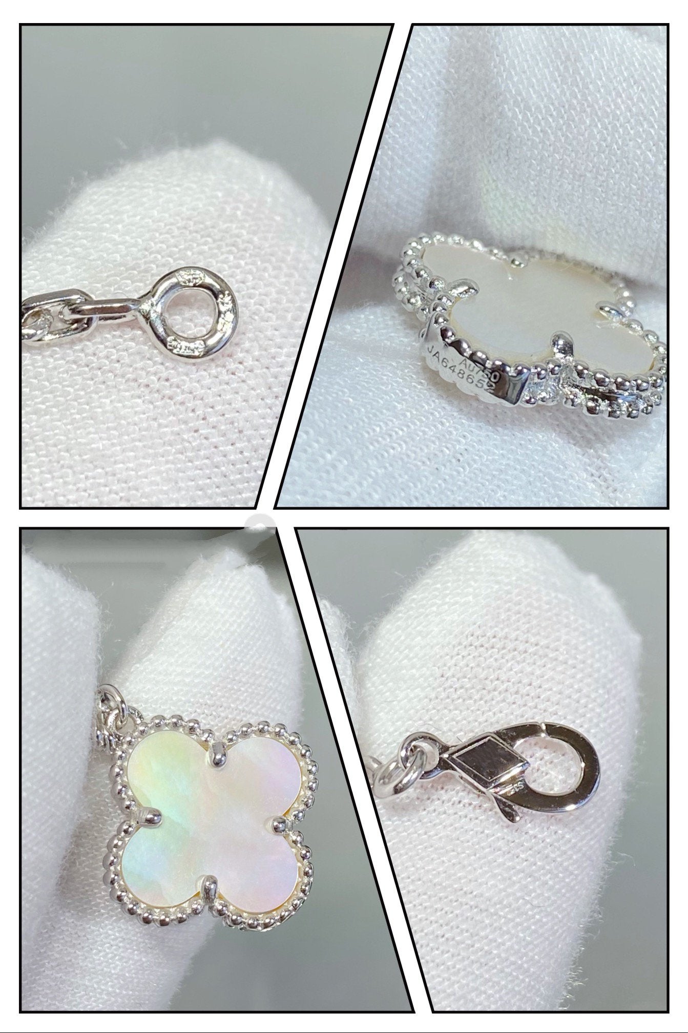 [：Polaidi Jewelry]CLOVER 5 MOTIF WHITE MOP SILVER BRACELET