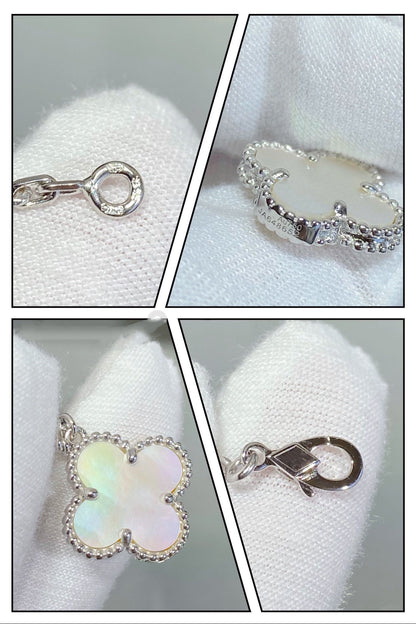 [：Polaidi Jewelry]CLOVER 5 MOTIF WHITE MOP SILVER BRACELET