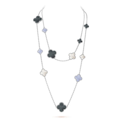 [：Polaidi Jewelry]CLOVER 16 MOTIF CHALCEDONY MOP SILVER NECKLACE