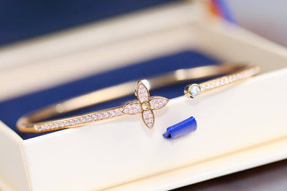 [Polaidi Jewelry]IDYLLE PINK GOLD OPEN BRACELET DIAMOND PAVED