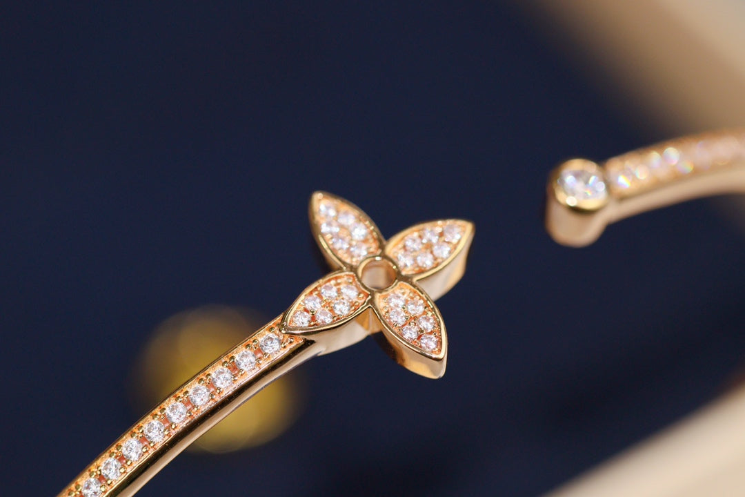 [Polaidi Jewelry]IDYLLE PINK GOLD OPEN BRACELET DIAMOND PAVED