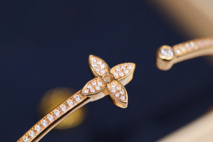 [Polaidi Jewelry]IDYLLE PINK GOLD OPEN BRACELET DIAMOND PAVED
